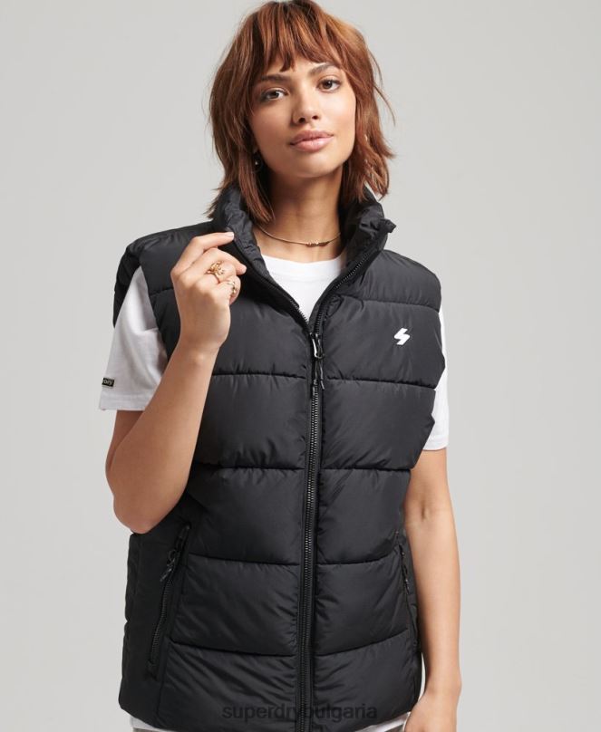 Superdry облекло N00H3851 черен Жени спортен пуф голям жилет