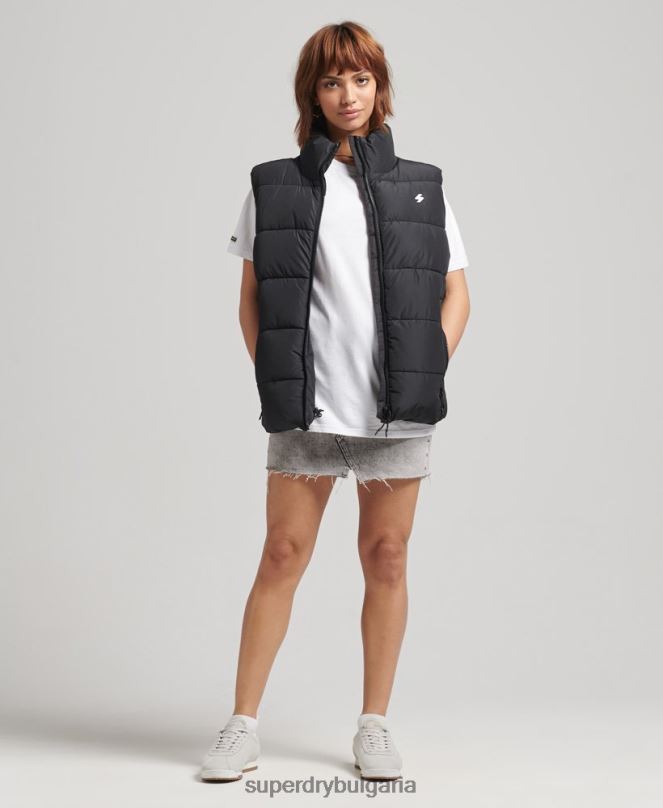 Superdry облекло N00H3851 черен Жени спортен пуф голям жилет