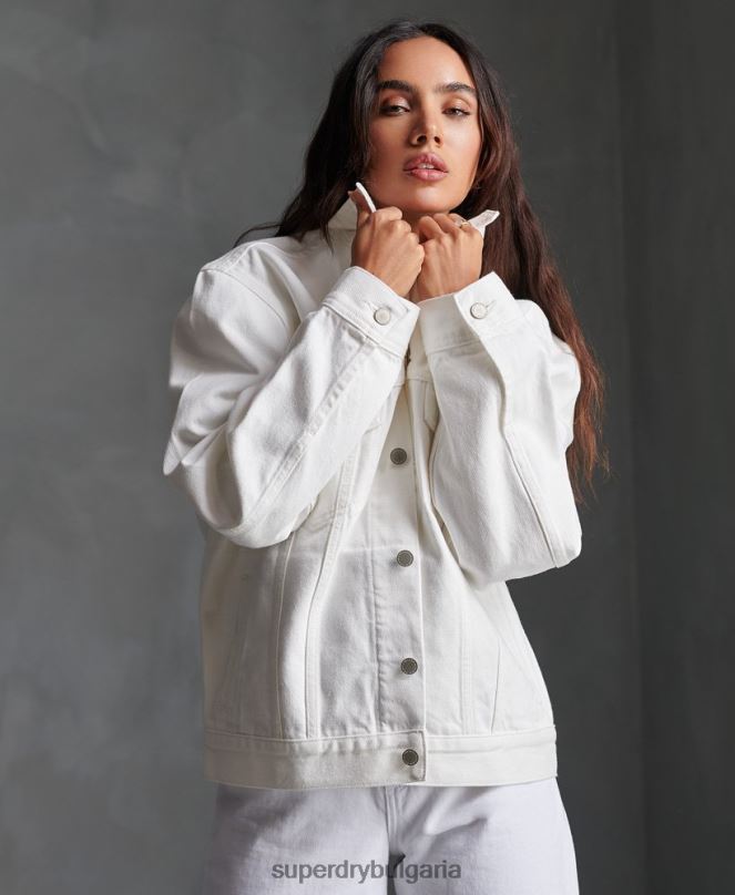 Superdry облекло N00H3854 бяло Жени гадже яке на шофьор на камион
