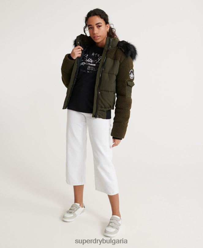 Superdry облекло N00H3855 каки Жени бомбър яке ella sherpa