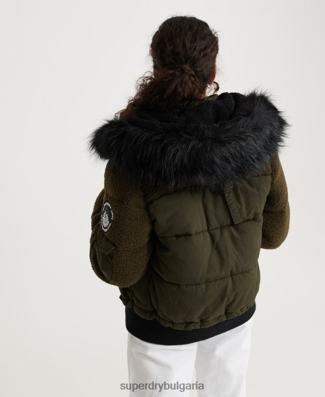 Superdry облекло N00H3855 каки Жени бомбър яке ella sherpa
