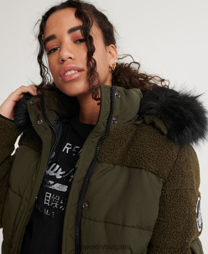 Superdry облекло N00H3855 каки Жени бомбър яке ella sherpa