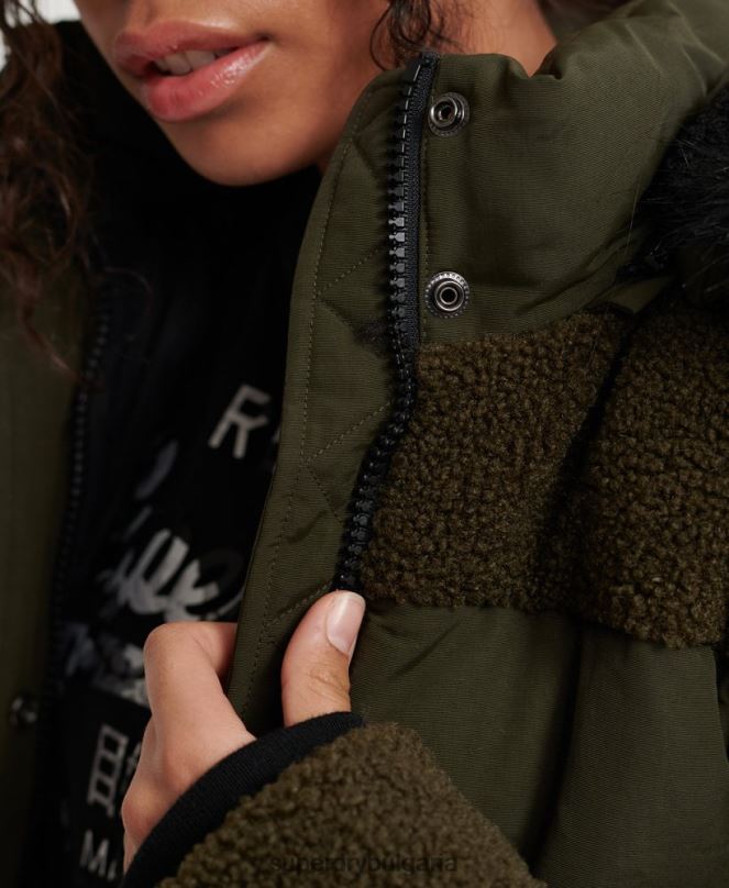 Superdry облекло N00H3855 каки Жени бомбър яке ella sherpa