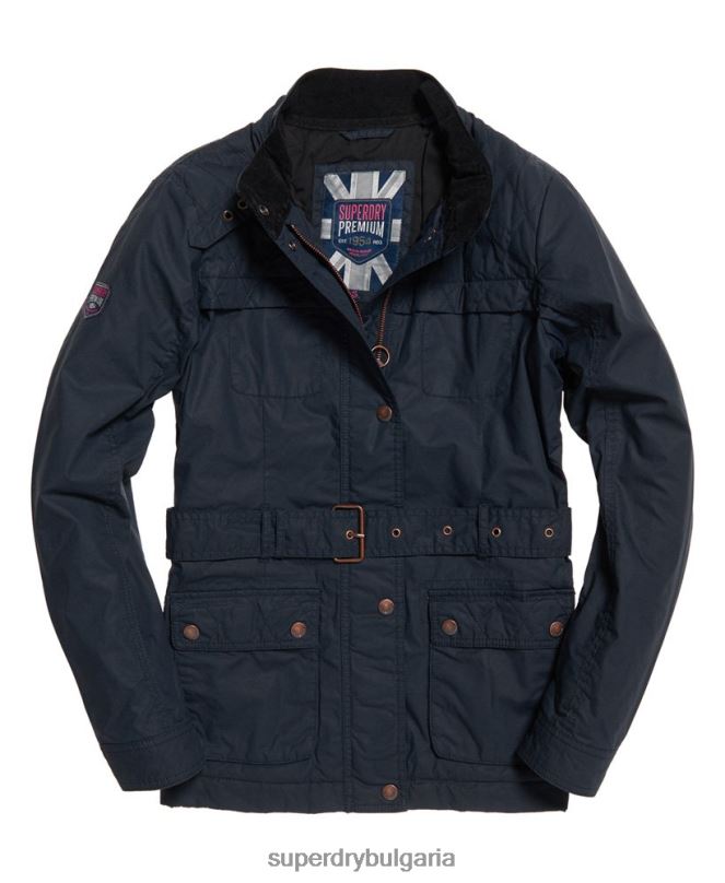 Superdry облекло N00H3860 военноморски флот Жени пробно яке с четири джоба
