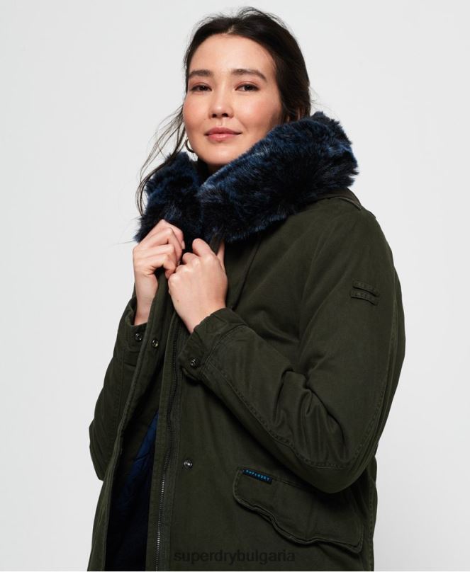 Superdry облекло N00H3862 каки Жени яке от изкуствена кожа в цвят ястреб