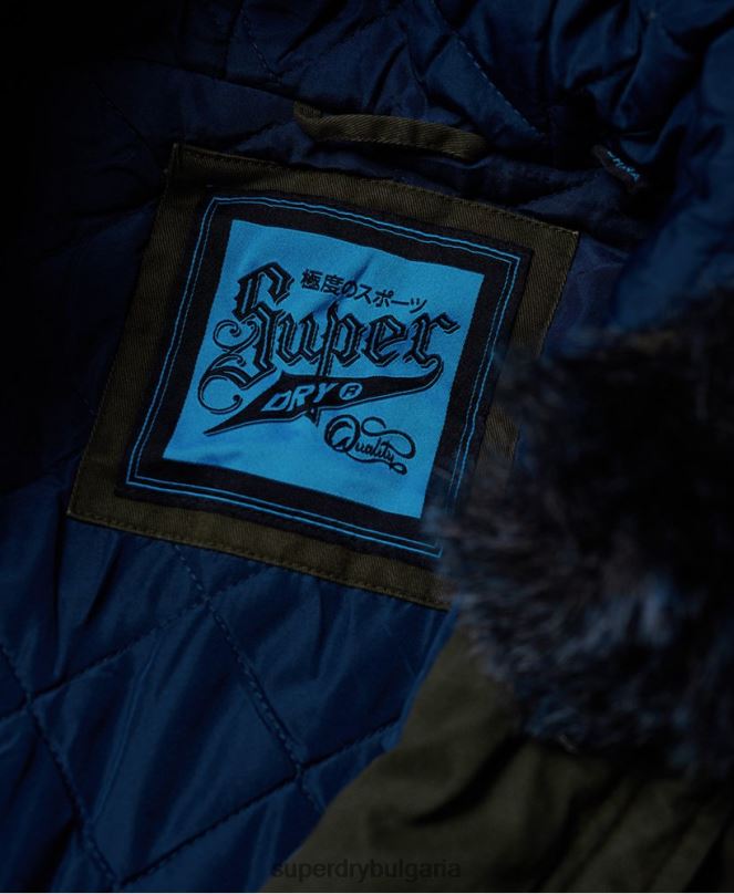 Superdry облекло N00H3862 каки Жени яке от изкуствена кожа в цвят ястреб