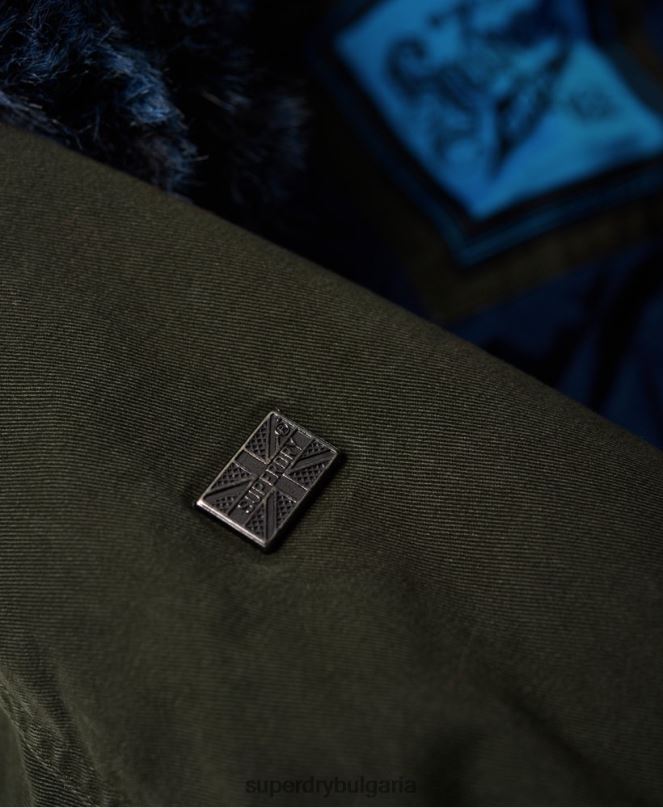 Superdry облекло N00H3862 каки Жени яке от изкуствена кожа в цвят ястреб