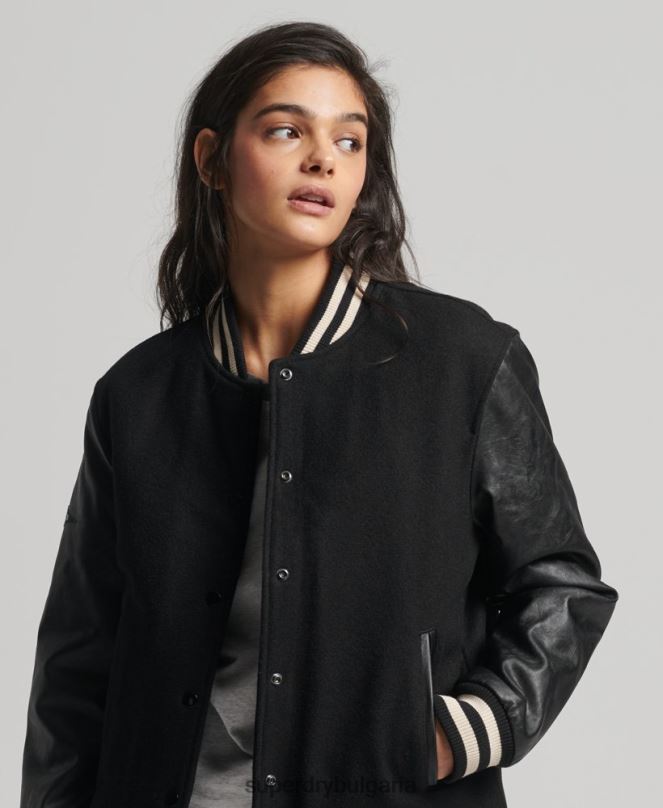 Superdry облекло N00H5409 тъмно сив Жени бомбър яке от колежански университет