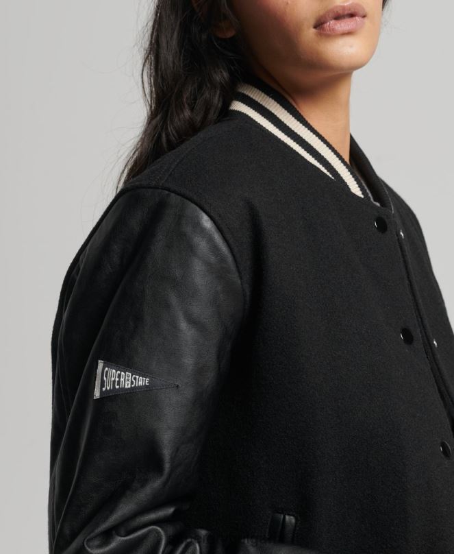 Superdry облекло N00H5409 тъмно сив Жени бомбър яке от колежански университет