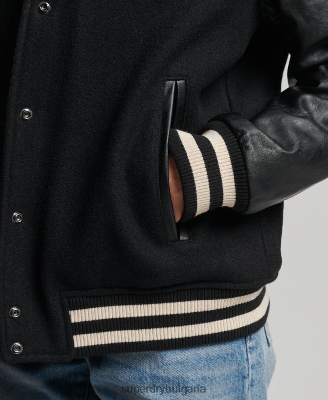 Superdry облекло N00H5409 тъмно сив Жени бомбър яке от колежански университет