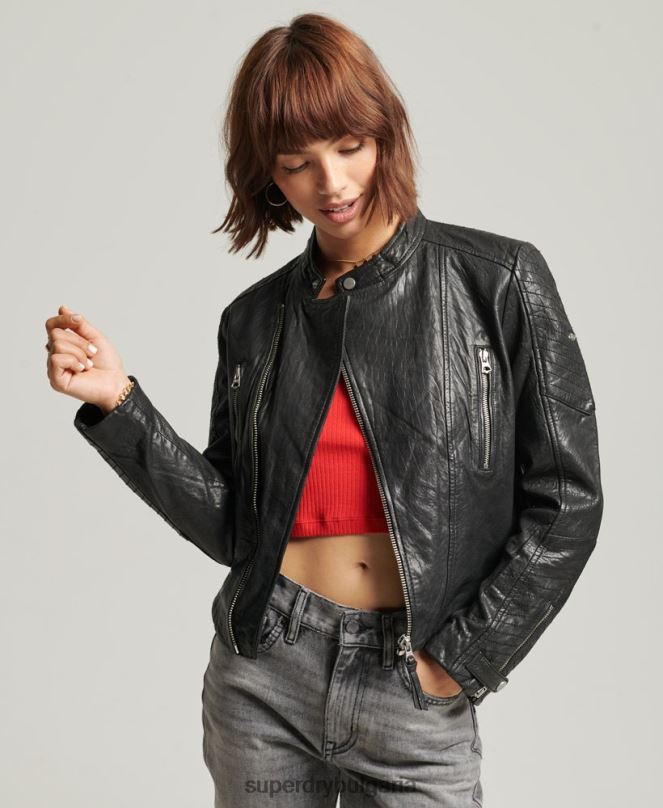Superdry облекло N00H5410 черен Жени класическо кожено състезателно яке