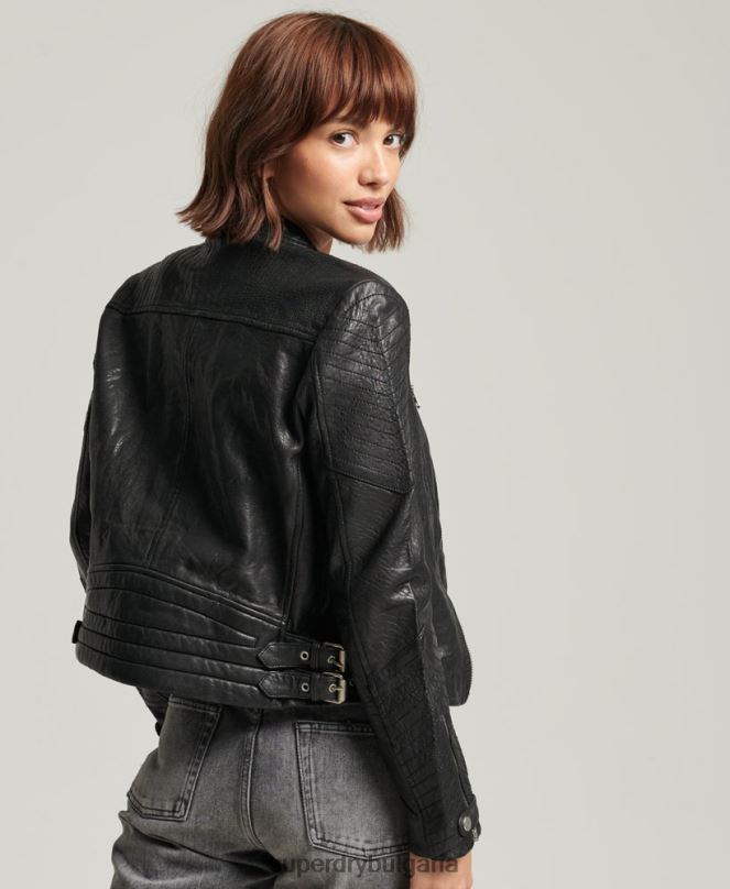 Superdry облекло N00H5410 черен Жени класическо кожено състезателно яке