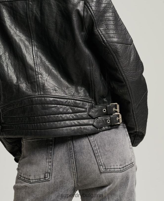 Superdry облекло N00H5410 черен Жени класическо кожено състезателно яке