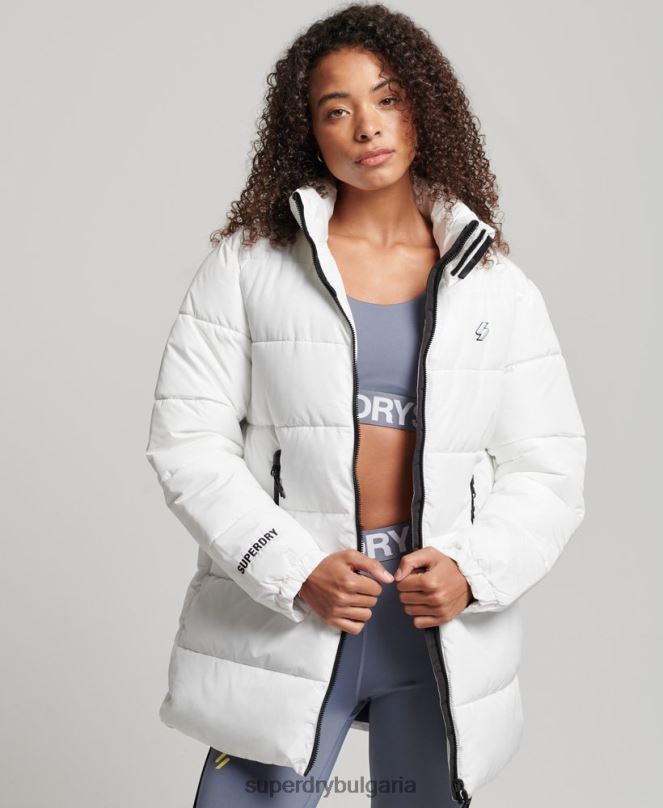 Superdry облекло N00H5414 бяло Жени спортно пухено яке с парагади