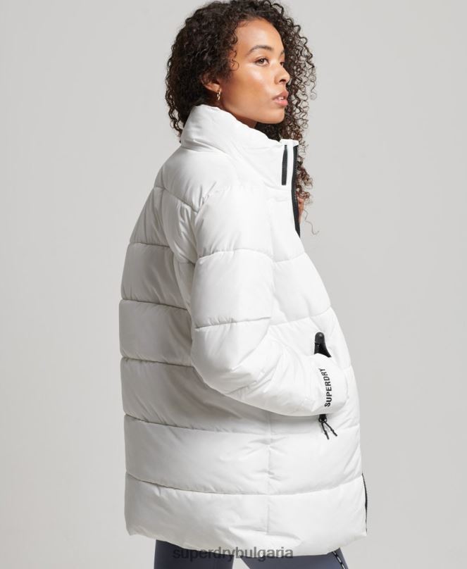Superdry облекло N00H5414 бяло Жени спортно пухено яке с парагади
