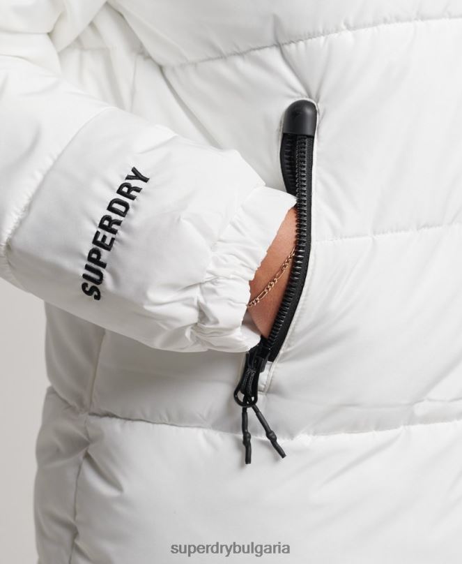 Superdry облекло N00H5414 бяло Жени спортно пухено яке с парагади
