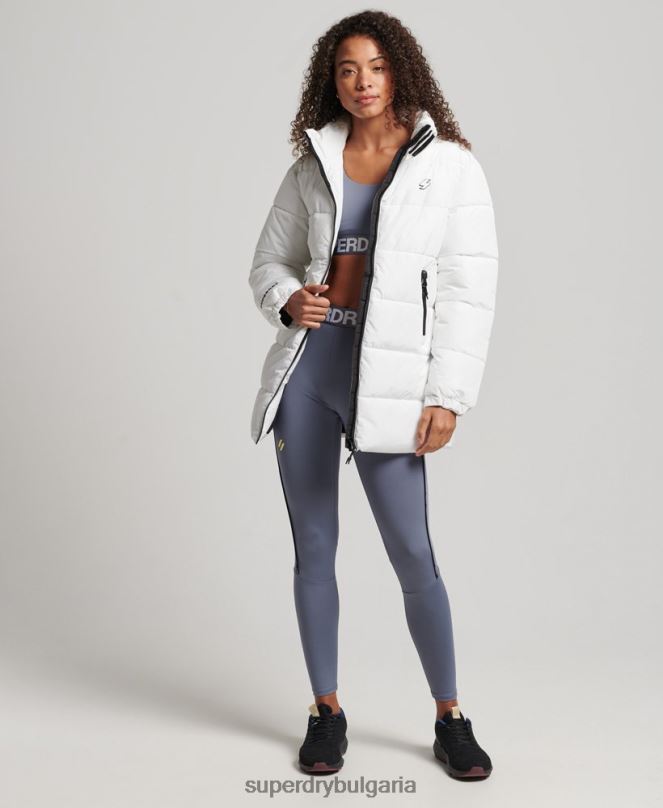 Superdry облекло N00H5414 бяло Жени спортно пухено яке с парагади