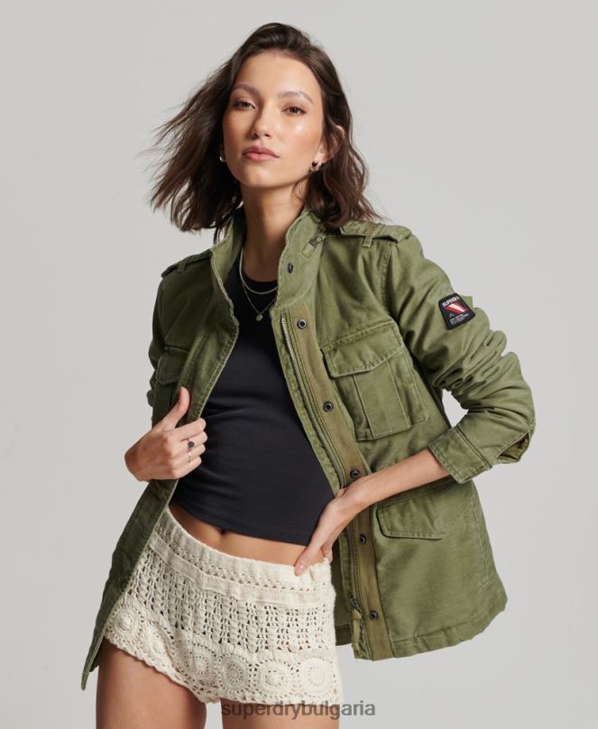 Superdry облекло N00H5416 каки Жени Военно яке с подплата от новобранец