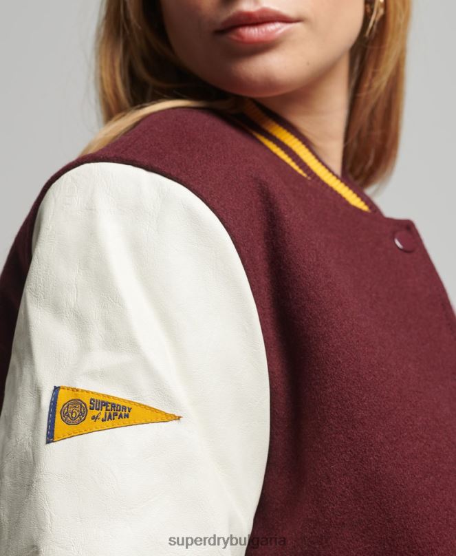 Superdry облекло N00H5419 червен Жени бомбър яке от колежански университет