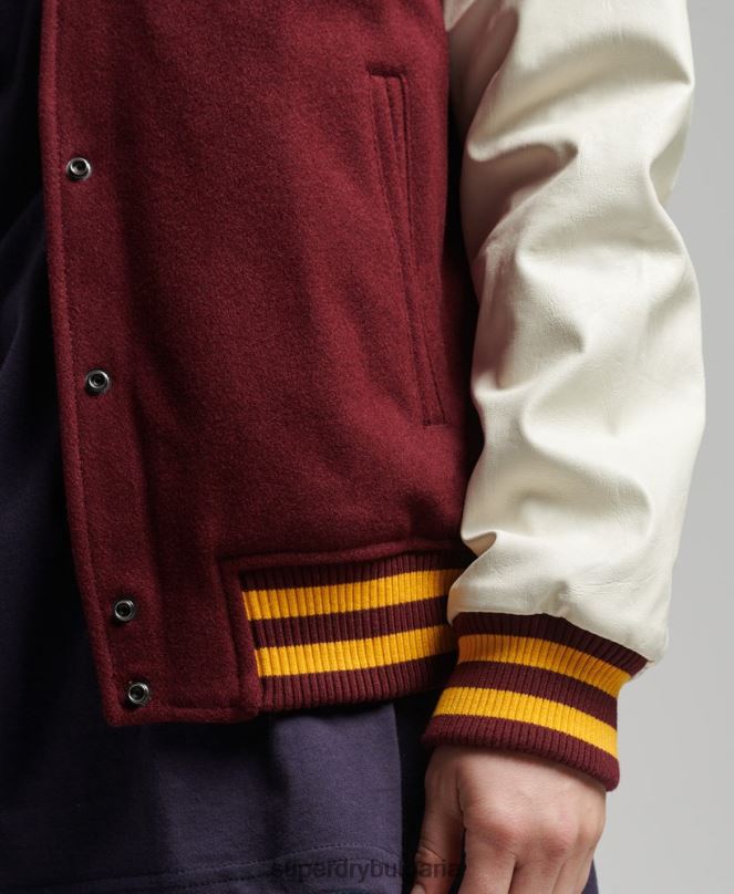 Superdry облекло N00H5419 червен Жени бомбър яке от колежански университет