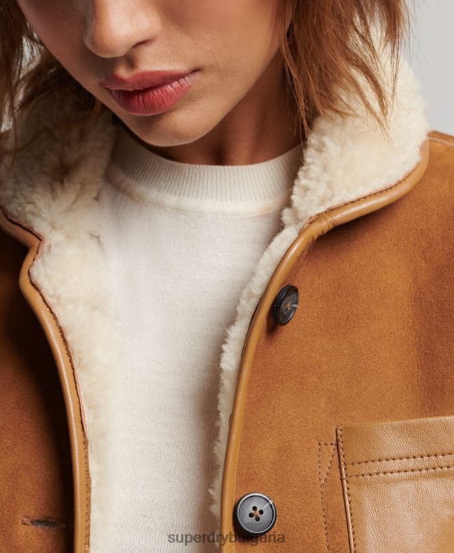 Superdry облекло N00H5424 тен Жени жилетка за работа