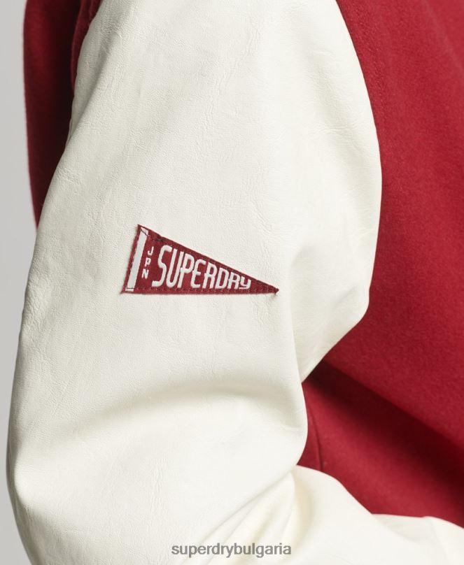 Superdry облекло N00H5427 червен Жени бомбър яке от колежански университет