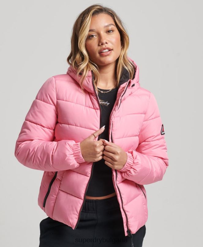 Superdry облекло N00H5428 розово Жени дух спортен пуф