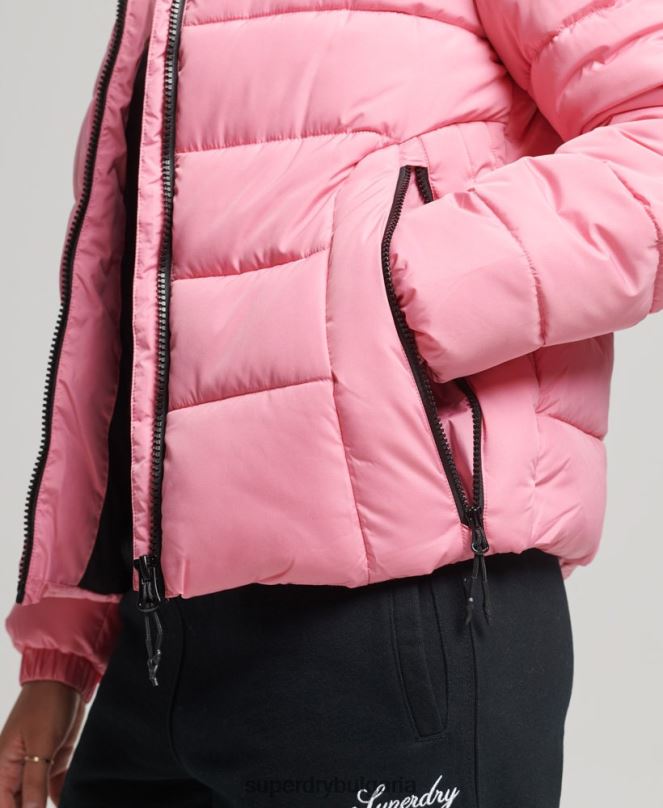Superdry облекло N00H5428 розово Жени дух спортен пуф