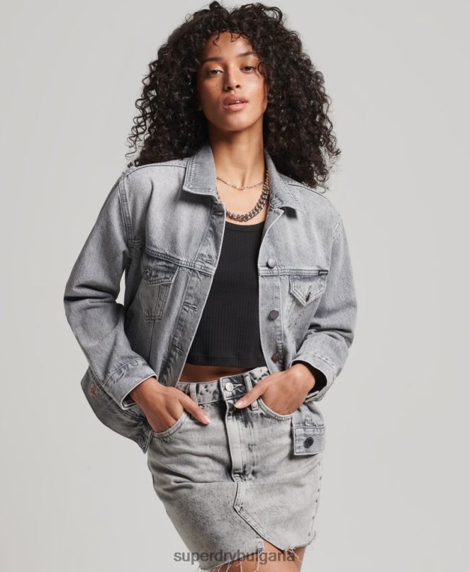 Superdry облекло N00H5430 сиво Жени гадже яке на шофьор на камион