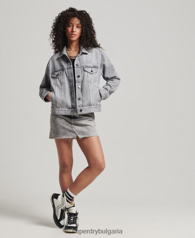 Superdry облекло N00H5430 сиво Жени гадже яке на шофьор на камион