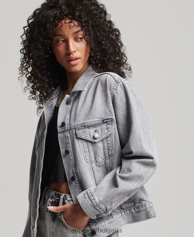 Superdry облекло N00H5430 сиво Жени гадже яке на шофьор на камион