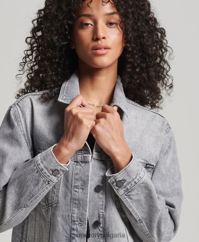 Superdry облекло N00H5430 сиво Жени гадже яке на шофьор на камион