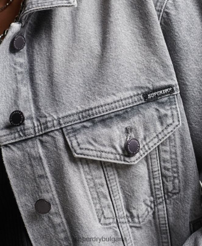 Superdry облекло N00H5430 сиво Жени гадже яке на шофьор на камион
