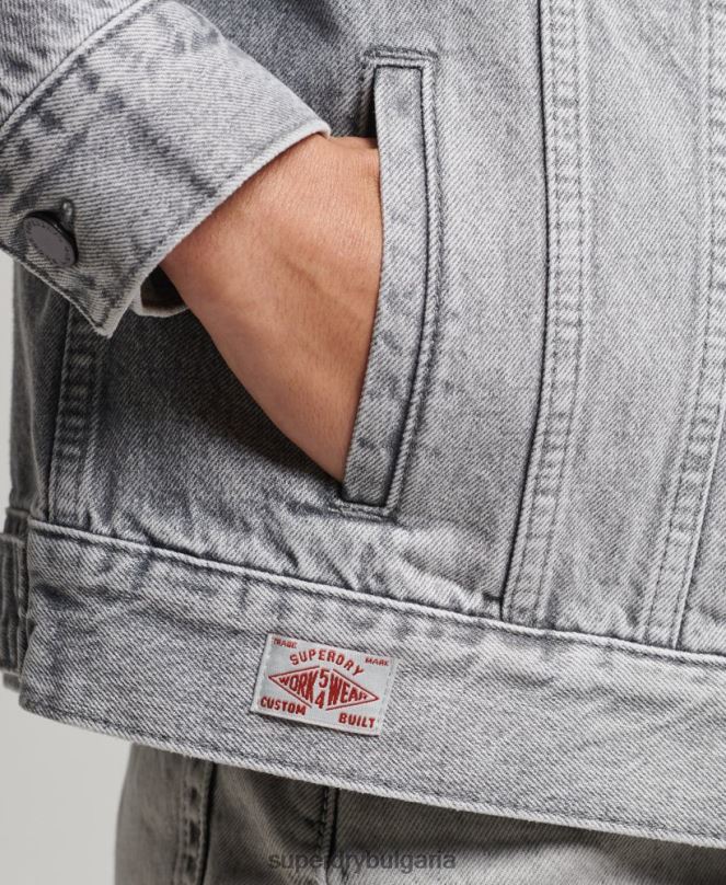 Superdry облекло N00H5430 сиво Жени гадже яке на шофьор на камион