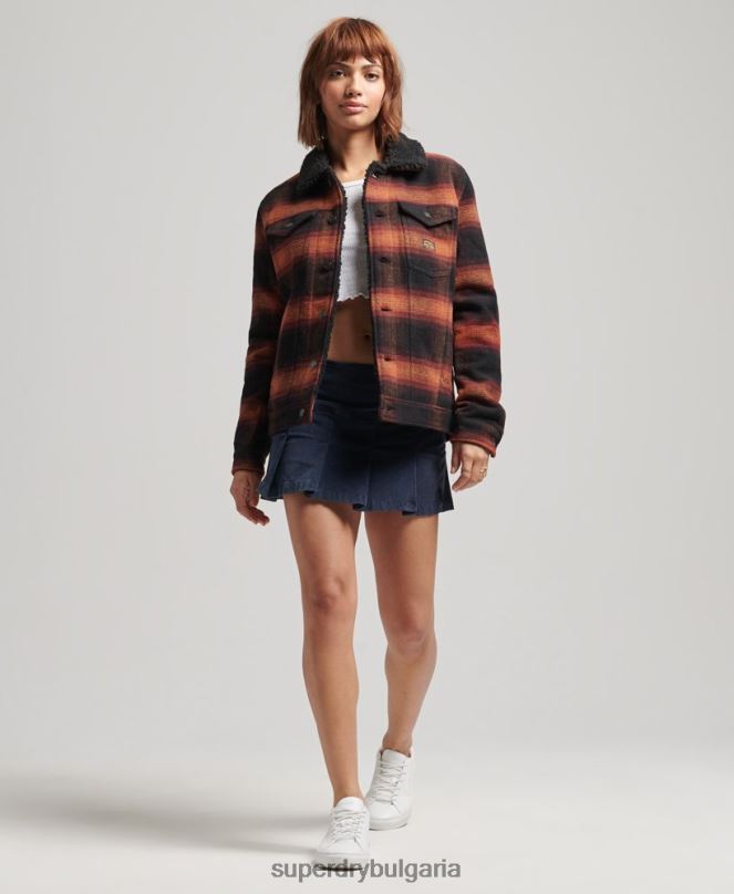 Superdry облекло N00H5434 червен Жени голямо вълнено яке шерпа за шофьор на камион