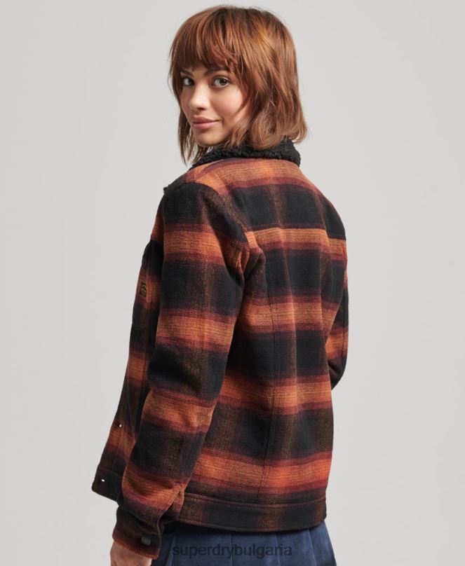 Superdry облекло N00H5434 червен Жени голямо вълнено яке шерпа за шофьор на камион