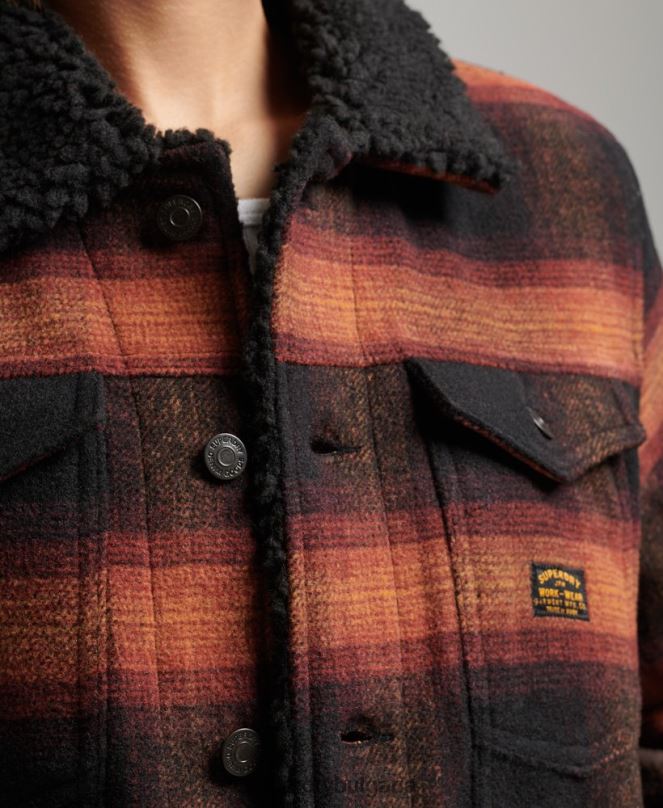 Superdry облекло N00H5434 червен Жени голямо вълнено яке шерпа за шофьор на камион