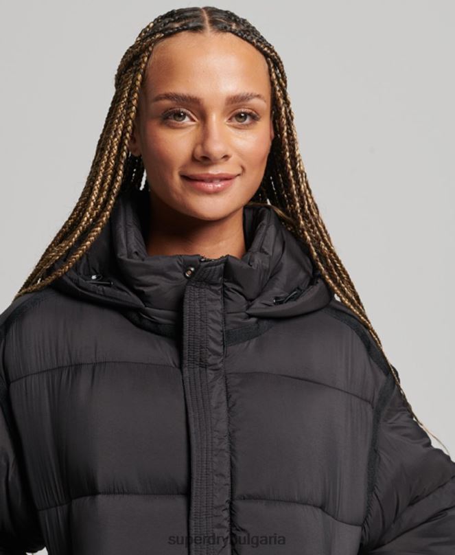 Superdry облекло N00H5435 черен Жени xpd cocoon подплатено яке с парка