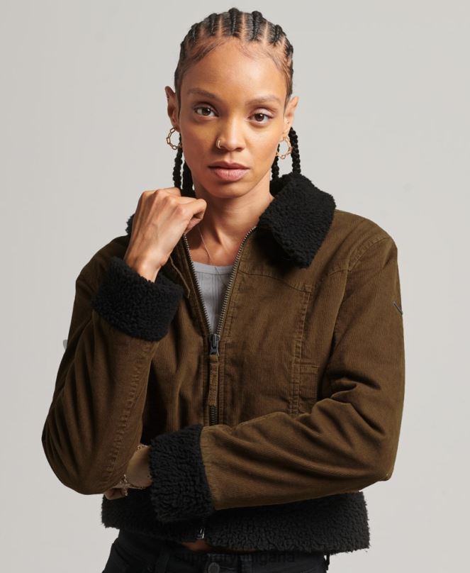Superdry облекло N00H5438 кафяво Жени инди яке с подплата borg