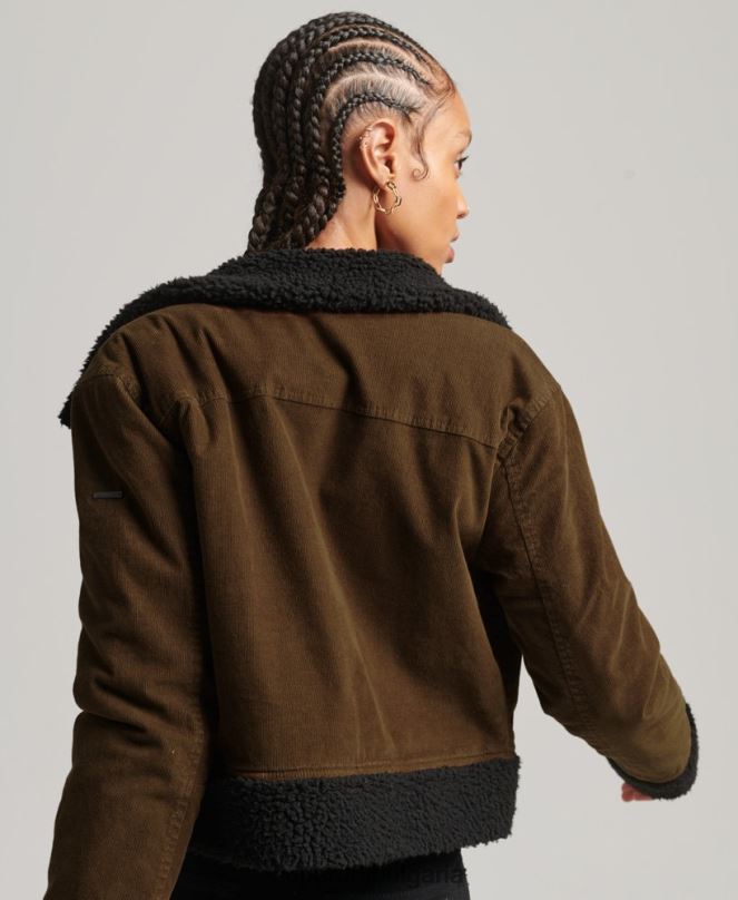 Superdry облекло N00H5438 кафяво Жени инди яке с подплата borg