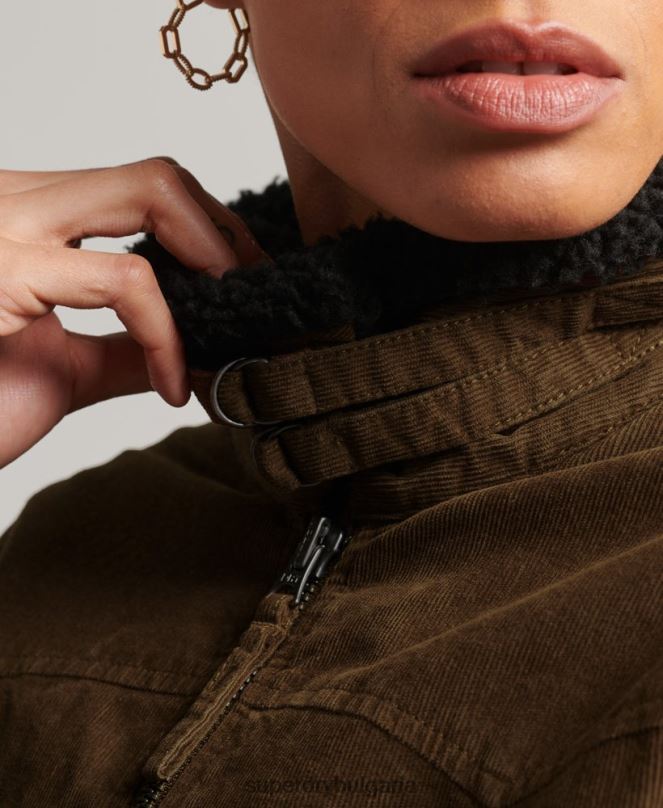 Superdry облекло N00H5438 кафяво Жени инди яке с подплата borg