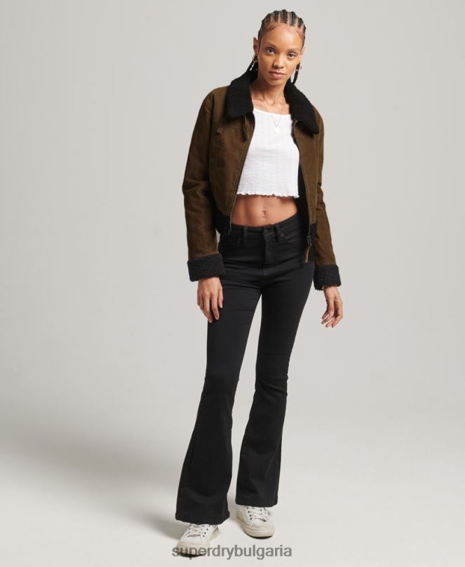 Superdry облекло N00H5438 кафяво Жени инди яке с подплата borg