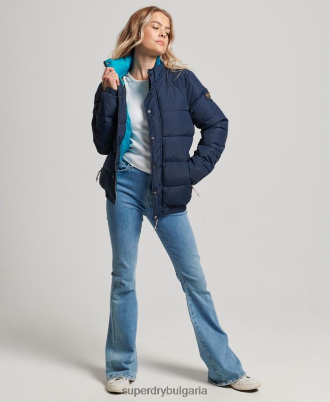 Superdry облекло N00H5439 военноморски флот Жени източник ретро пухено яке