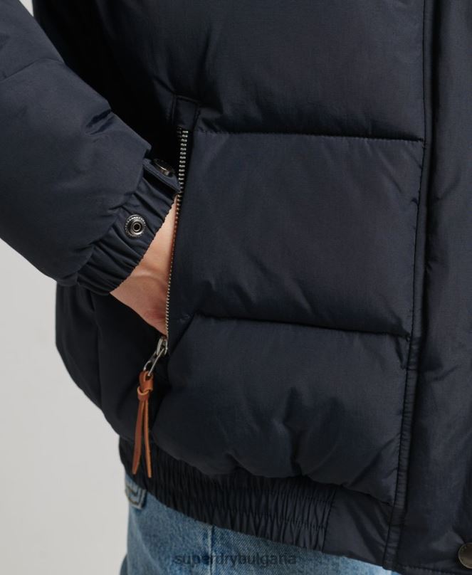 Superdry облекло N00H5441 военноморски флот Жени ретро планинско пухено яке