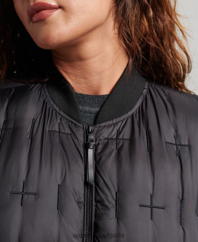 Superdry облекло N00H5446 черен Жени бродирано бомбър яке