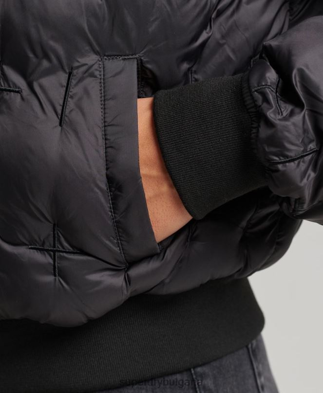 Superdry облекло N00H5446 черен Жени бродирано бомбър яке