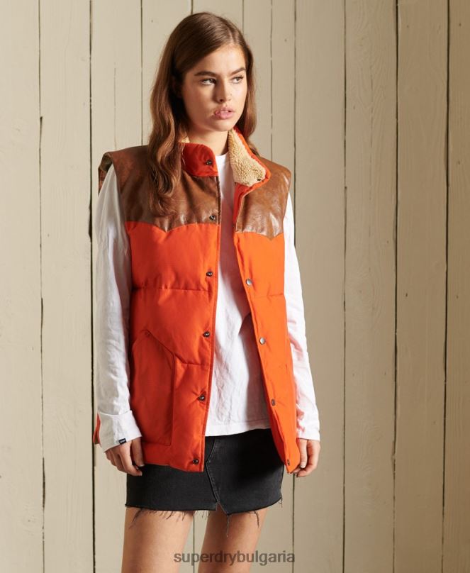 Superdry облекло N00H5452 оранжево Жени огромна жилетка от смесена кожа