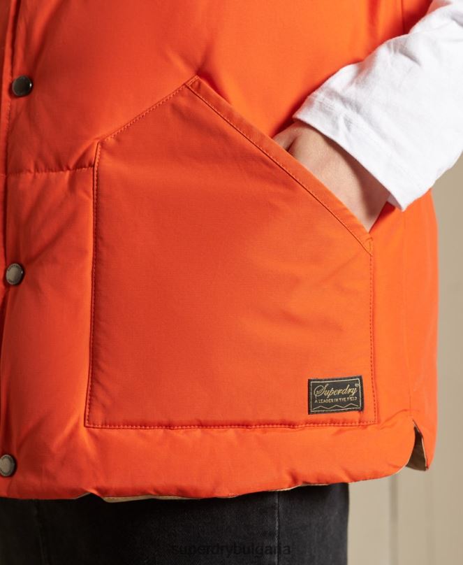 Superdry облекло N00H5452 оранжево Жени огромна жилетка от смесена кожа