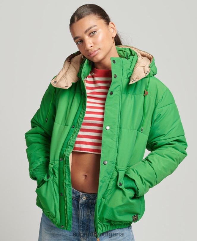 Superdry облекло N00H5453 зелено Жени голямо планинско пухено яке