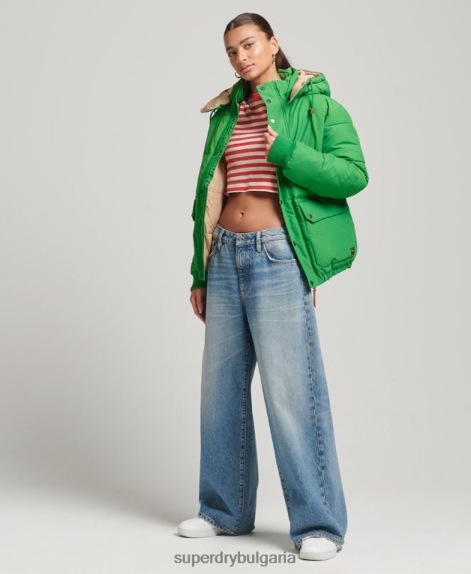 Superdry облекло N00H5453 зелено Жени голямо планинско пухено яке